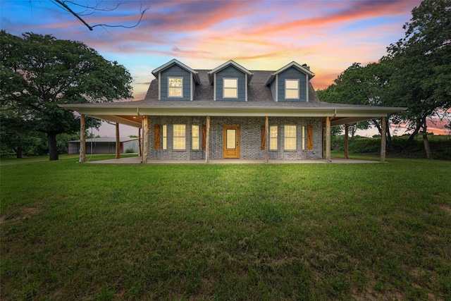 317 County Road 4790, Boyd, TX 76023 - view of front of property featuring a lawn, brick siding, and a shingled roof