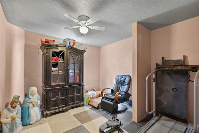 1474 Vz County Road 3810, Wills Point, TX 75169 - workout room featuring a ceiling fan and a textured ceiling