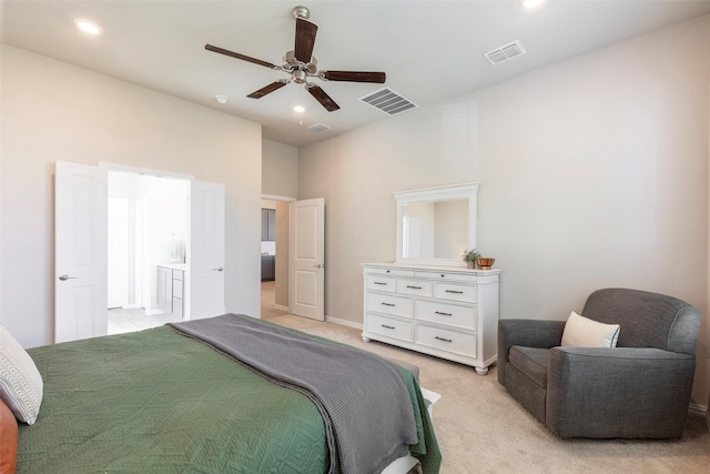 1106 Sassafras Dr, Princeton, TX 75407 - bedroom featuring light carpet, recessed lighting, and a ceiling fan