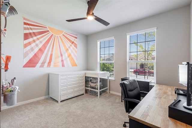 1106 Sassafras Dr, Princeton, TX 75407 - office area featuring ceiling fan, carpet, and baseboards