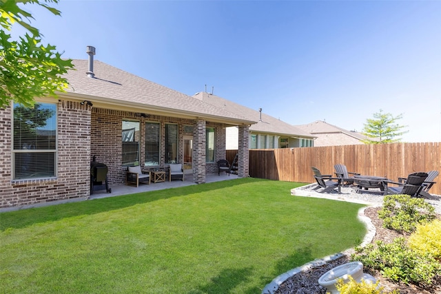 1106 Sassafras Dr, Princeton, TX 75407 - view of yard with a patio and an outdoor living space with a fire pit