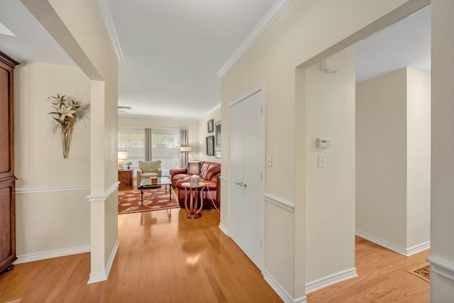 1521 Rice Rd Unit A101, Tyler, TX 75703 - hall with light wood finished floors, ornamental molding, and baseboards