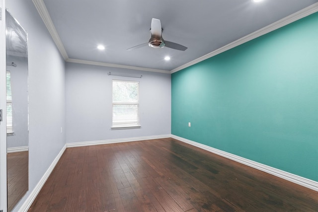 919 Old Justin Rd, Argyle, TX 76226 - empty room with hardwood / wood-style flooring, a ceiling fan, baseboards, recessed lighting, and crown molding