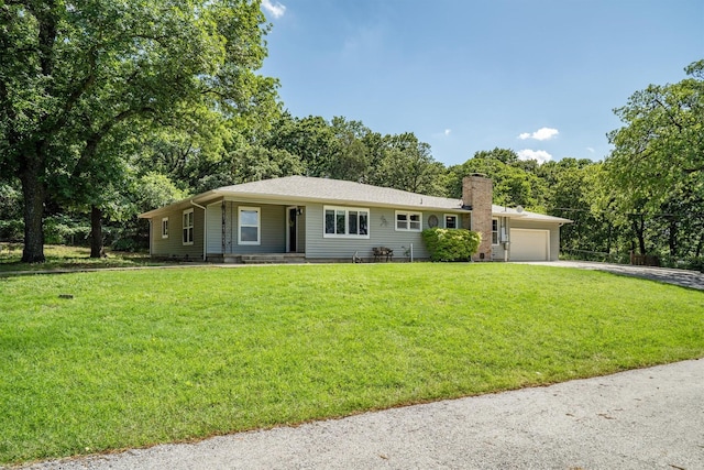 919 Old Justin Rd, Argyle, TX 76226 - ranch-style home featuring driveway, a garage, a chimney, and a front lawn