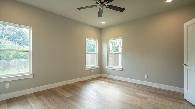 2048 Salina Cir, Granbury, TX 76048 - empty room with ceiling fan, light wood-style flooring, recessed lighting, and baseboards
