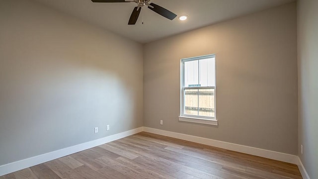 2048 Salina Cir, Granbury, TX 76048 - unfurnished room with a ceiling fan, baseboards, light wood finished floors, and recessed lighting