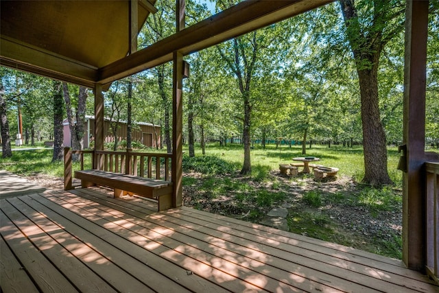 348 Indian Trl, Decatur, TX 76234 - deck with view of wooded area