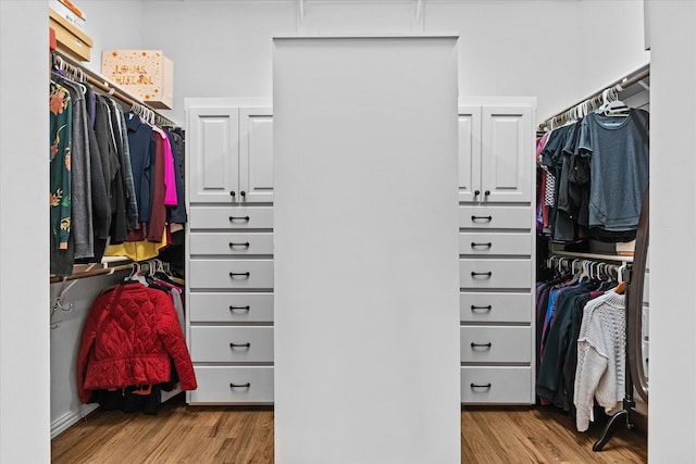 spacious closet featuring light wood-style floors