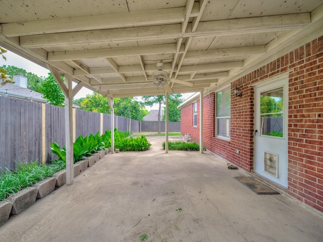 2500 Westheimer Rd, Denton, TX 76210 - view of patio featuring a ceiling fan and a fenced backyard