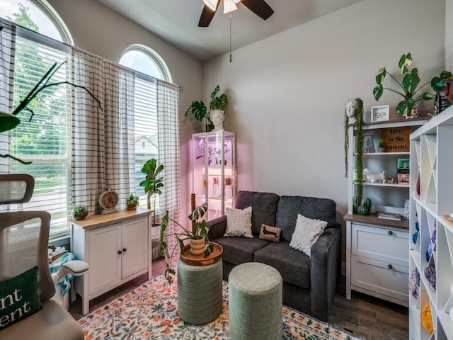 11724 Pistachio Trl, Fort Worth, TX 76108 - sitting room with ceiling fan and dark wood-type flooring