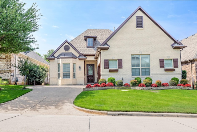 4804 Spicewood Ln, Arlington, TX 76017 - view of front of property featuring brick siding, a front lawn, concrete driveway, and roof with shingles