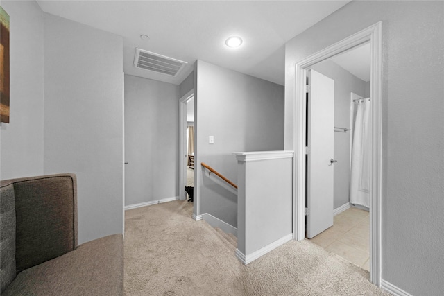 3421 Paisano Trl, Plano, TX 75093 - hallway featuring an upstairs landing, carpet flooring, and baseboards