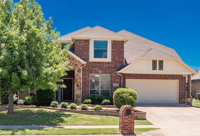 9521 Cholla Cactus Trl, Fort Worth, TX 76177 - traditional home featuring driveway, a garage, brick siding, and a front yard