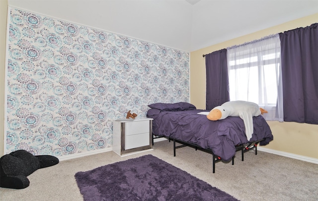 9521 Cholla Cactus Trl, Fort Worth, TX 76177 - carpeted bedroom with baseboards and wallpapered walls