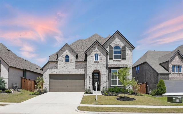 4008 Prickly Pear Ave, Aubrey, TX 76227 - french country style house with brick siding, a garage, and concrete driveway