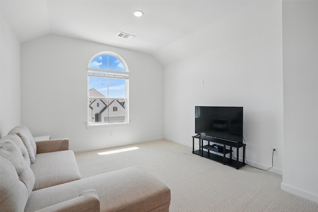 4008 Prickly Pear Ave, Aubrey, TX 76227 - carpeted living room featuring lofted ceiling and baseboards