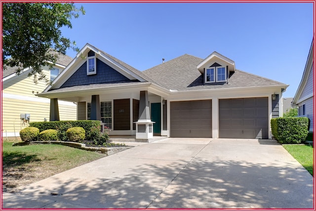 5005 Odeum Ct, Fort Worth, TX 76244 - view of front of house with a porch, a garage, concrete driveway, and a shingled roof