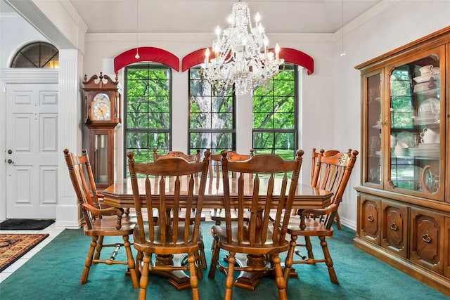 3650 Mount Zion Rd, Midlothian, TX 76065 - dining room with a chandelier, ornamental molding, and baseboards