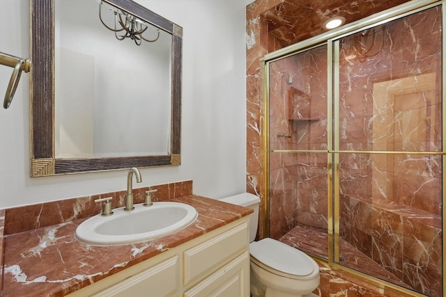 1424 Hidden Oaks Cir, Corinth, TX 76210 - full bath featuring toilet, a stall shower, and vanity