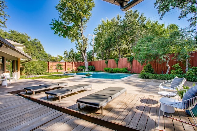 5848 Colhurst St, Dallas, TX 75230 - view of pool featuring a fenced backyard and a wooden deck
