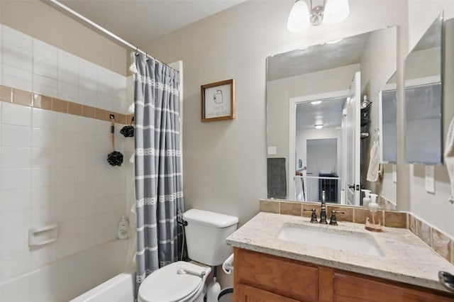 4624 Southpointe Dr, Richardson, TX 75082 - full bath with toilet, shower / bathtub combination with curtain, and vanity