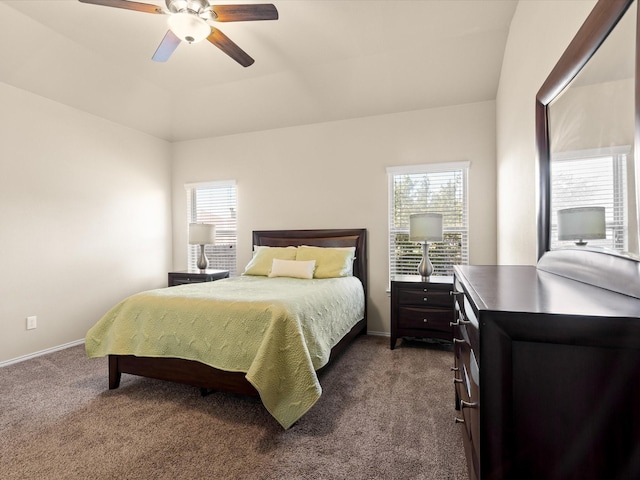 14361 Mariposa Lily Ln, Fort Worth, TX 76052 - bedroom with dark carpet, multiple windows, baseboards, and ceiling fan