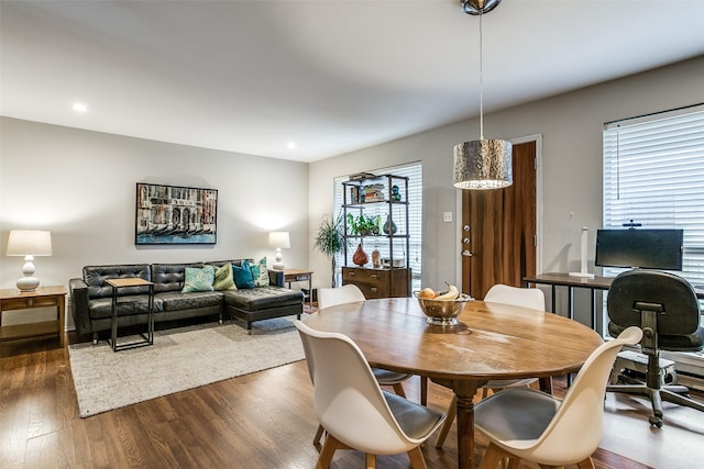 4616 W Lovers Ln Unit 231, Dallas, TX 75209 - dining space featuring dark wood-type flooring and recessed lighting