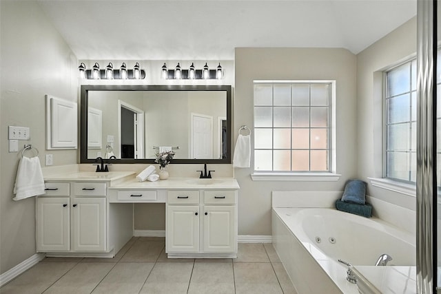 2726 Bandolier Ln, Frisco, TX 75033 - full bath with double vanity, a tub with jets, and tile patterned flooring