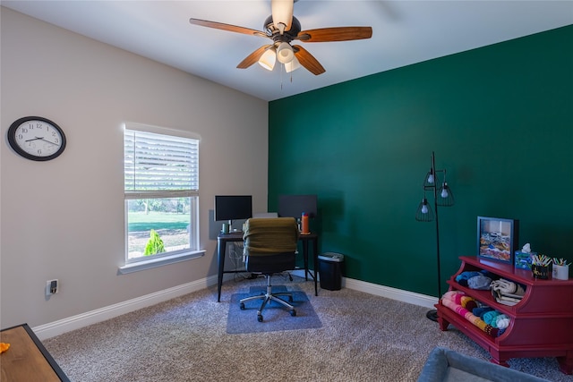 117 Rock Salt Dr, Springtown, TX 76082 - carpeted office featuring a ceiling fan and baseboards