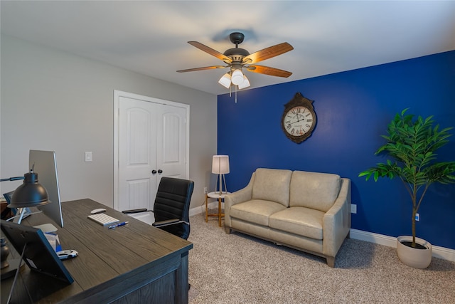 117 Rock Salt Dr, Springtown, TX 76082 - carpeted office featuring a ceiling fan and baseboards