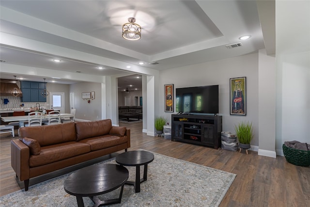 117 Rock Salt Dr, Springtown, TX 76082 - living room featuring baseboards, wood finished floors, and recessed lighting