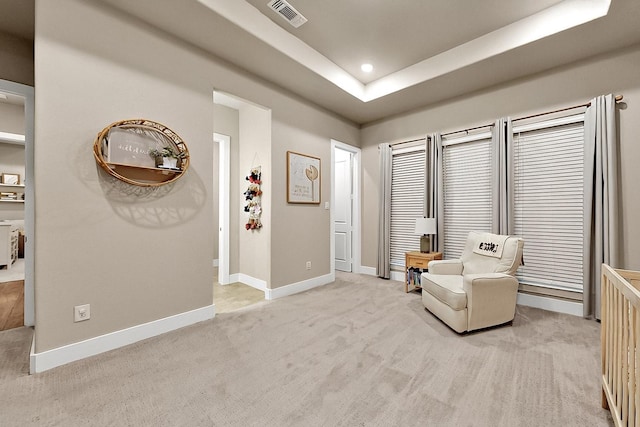 308 Secretariat, Hickory Creek, TX 75065 - living area with light colored carpet, baseboards, recessed lighting, and a raised ceiling