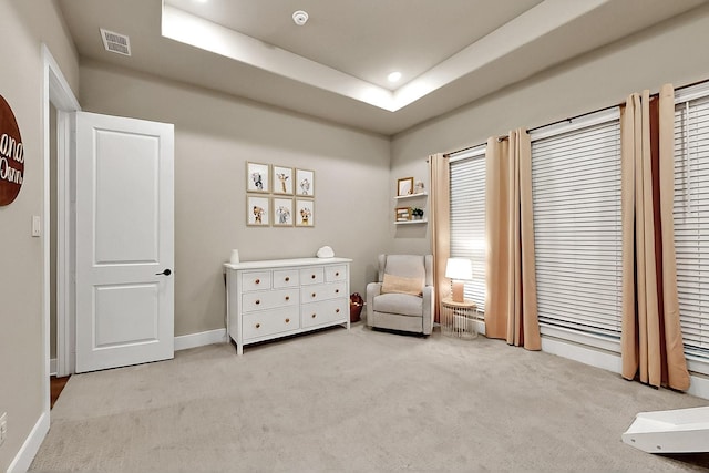308 Secretariat, Hickory Creek, TX 75065 - sitting room with light carpet, recessed lighting, a tray ceiling, and baseboards