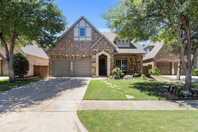 3063 Mitchell Way, The Colony, TX 75056 - tudor house featuring stone siding, driveway, and a garage