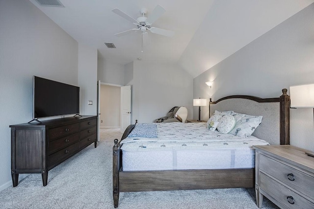 513 Suncreek Dr, Allen, TX 75013 - bedroom featuring light colored carpet, lofted ceiling, baseboards, and a ceiling fan