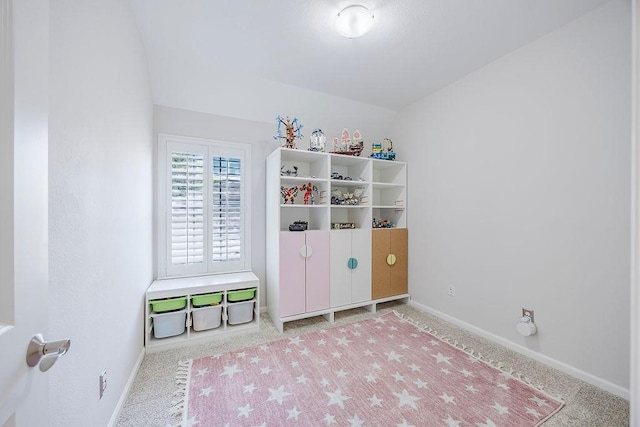 513 Suncreek Dr, Allen, TX 75013 - bedroom with baseboards, carpet floors, and lofted ceiling