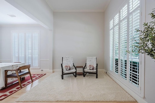 513 Suncreek Dr, Allen, TX 75013 - sitting room featuring healthy amount of natural light, ornamental molding, and baseboards
