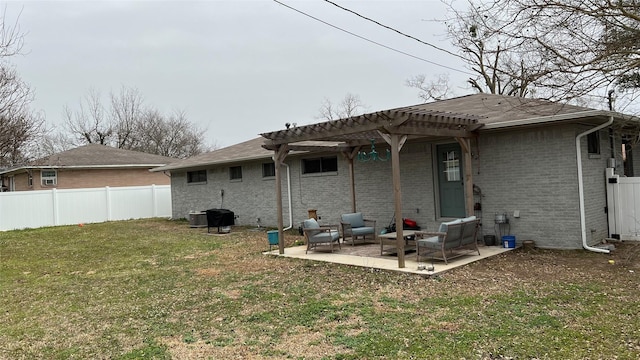 501 Linda Kay Dr, Winnsboro, TX 75494 - back of property featuring a pergola, a patio, brick siding, and cooling unit