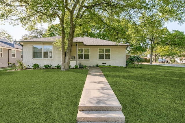 6663 Yosemite Ln, Dallas, TX 75214 - view of front of property with brick siding, a front yard, and roof with shingles