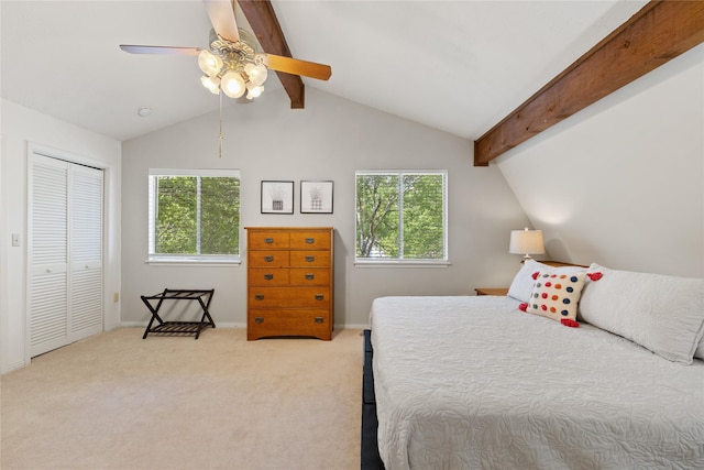 107 Nob Hill Cir, Malakoff, TX 75148 - bedroom featuring carpet, baseboards, a closet, and a ceiling fan