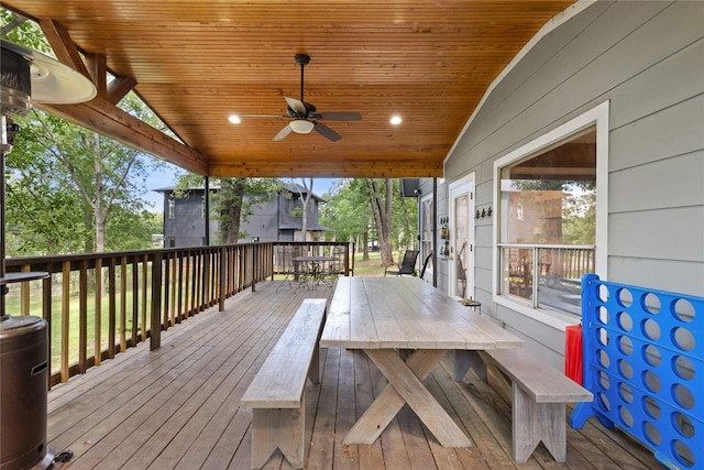 107 Nob Hill Cir, Malakoff, TX 75148 - wooden terrace with outdoor dining area and ceiling fan