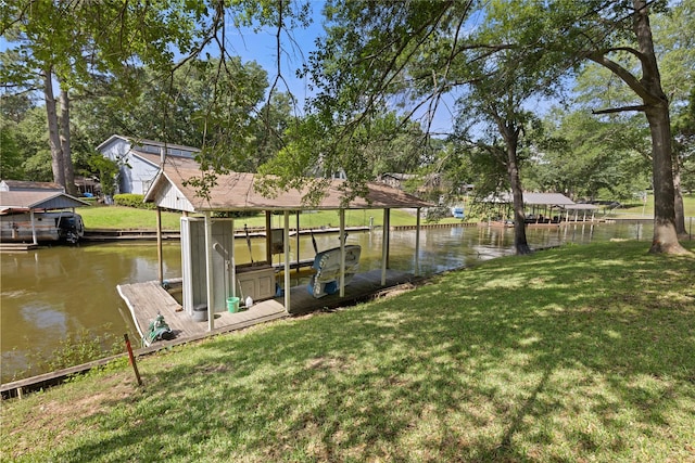 107 Nob Hill Cir, Malakoff, TX 75148 - dock area featuring a water view, a lawn, and boat lift