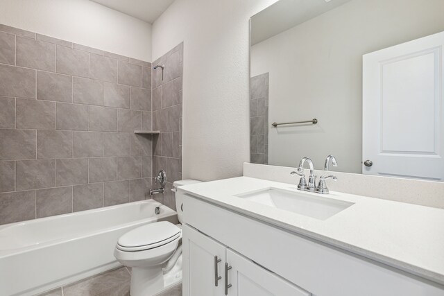 2929 Galveston St, Plano, TX 75075 - bathroom with toilet, shower / bathtub combination, vanity, and tile patterned flooring