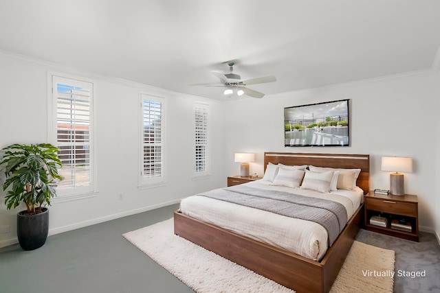 1201 Tralee Ln, Garland, TX 75044 - bedroom with crown molding and a ceiling fan