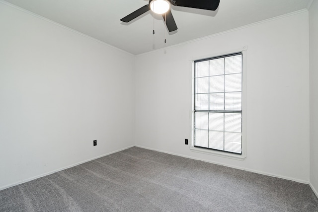 9406 Shipman St, Rowlett, TX 75088 - spare room featuring carpet flooring, ceiling fan, baseboards, and ornamental molding