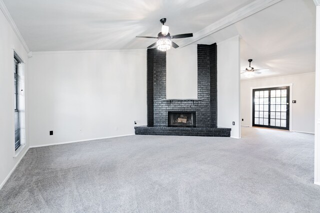 9406 Shipman St, Rowlett, TX 75088 - unfurnished living room with a ceiling fan, carpet flooring, and ornamental molding