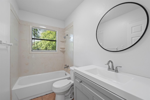 2320 Herring Ave, Waco, TX 76708 - full bathroom featuring toilet, vanity,  shower combination, and tile patterned floors
