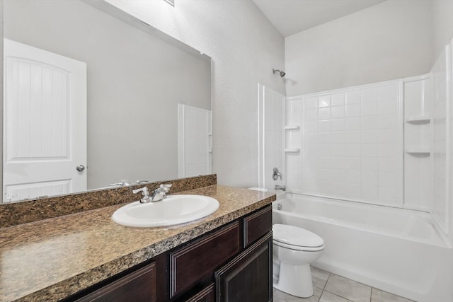 309 Pimlico Way, Ponder, TX 76259 - full bathroom featuring vanity, toilet, shower / bath combination, and tile patterned floors