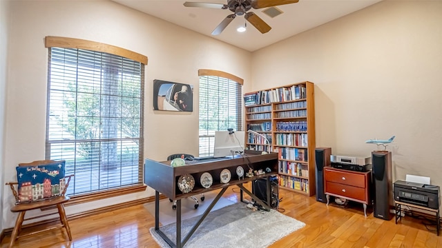 1905 Yucatan Dr, Granbury, TX 76048 - home office with hardwood / wood-style flooring and ceiling fan