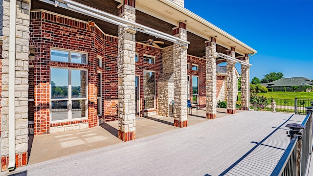 1905 Yucatan Dr, Granbury, TX 76048 - view of patio / terrace with fence and a ceiling fan
